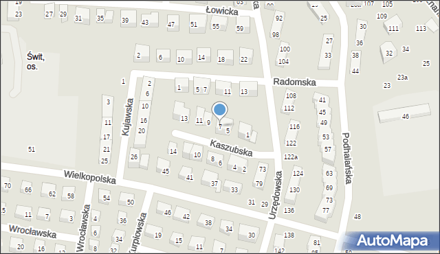 Lublin, Kaszubska, 7, mapa Lublina