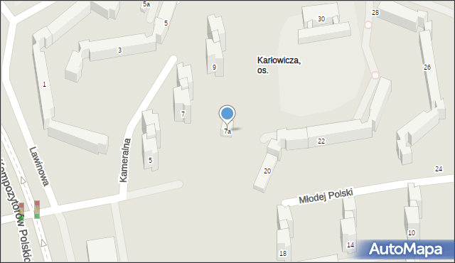 Lublin, Kameralna, 7a, mapa Lublina
