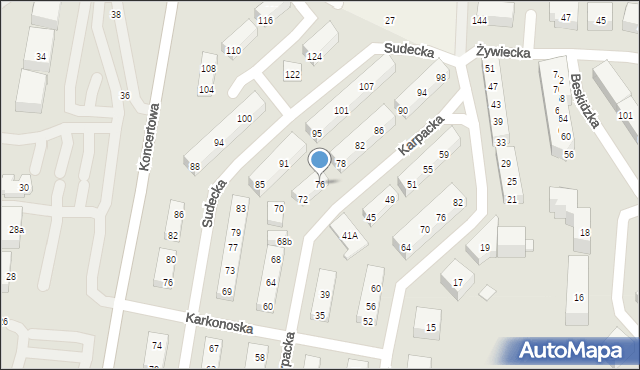 Lublin, Karpacka, 76, mapa Lublina