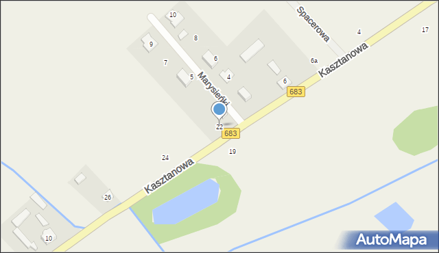 Ludwików, Kasztanowa, 22, mapa Ludwików