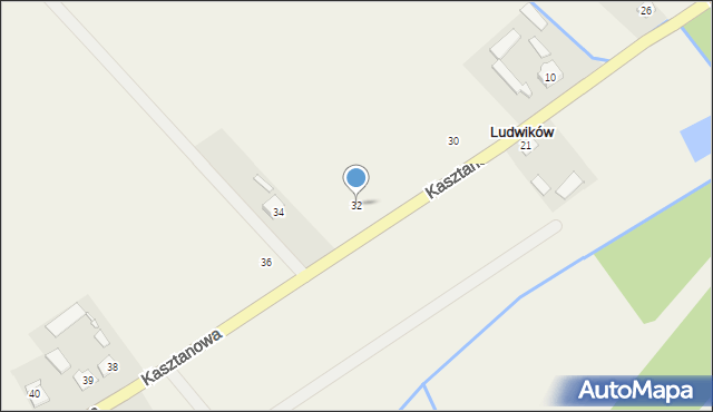 Ludwików, Kasztanowa, 32, mapa Ludwików