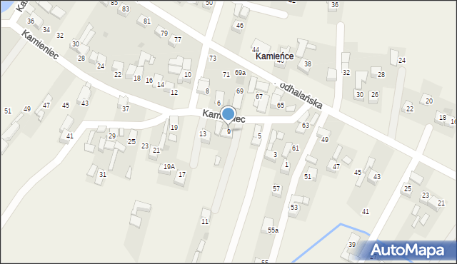 Ludźmierz, Kamieniec, 9, mapa Ludźmierz