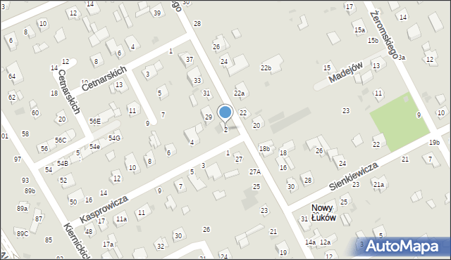 Łuków, Kasprowicza Jana, 2, mapa Łuków