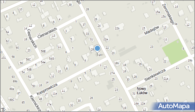 Łuków, Kasprowicza Jana, 2a, mapa Łuków