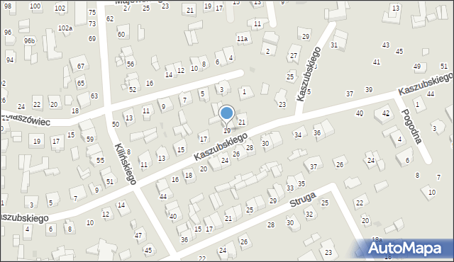 Łuków, Kaszubskiego Ryszarda, 19, mapa Łuków