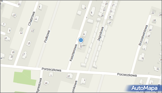 Lutynia, Kasztanowa, 11, mapa Lutynia