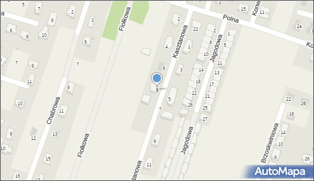Lutynia, Kasztanowa, 8, mapa Lutynia