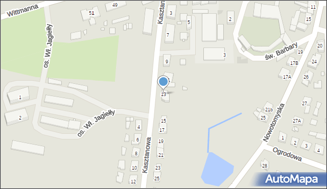 Lwówek, Kasztanowa, 13, mapa Lwówek
