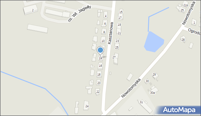 Lwówek, Kasztanowa, 14, mapa Lwówek