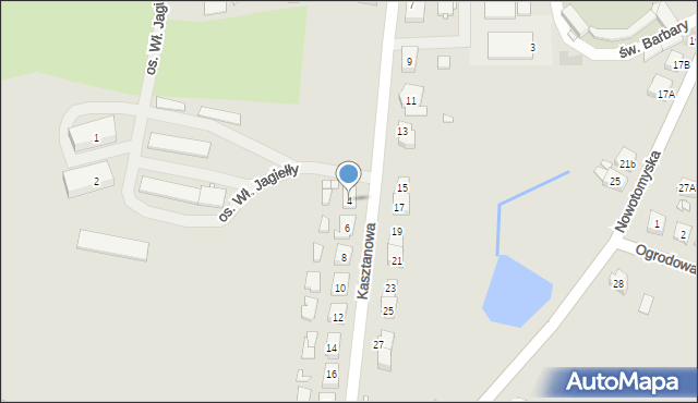 Lwówek, Kasztanowa, 4, mapa Lwówek