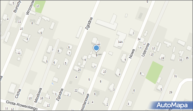 Maków Nowy, Kasztanowa, 9, mapa Maków Nowy