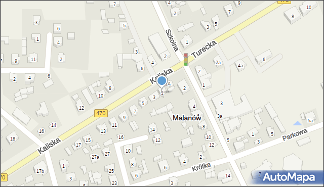 Malanów, Kaliska, 1, mapa Malanów