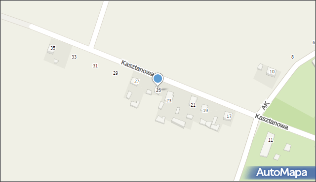 Maluszyn, Kasztanowa, 25, mapa Maluszyn