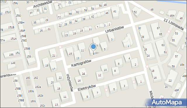 Marki, Kartografów, 9, mapa Marki