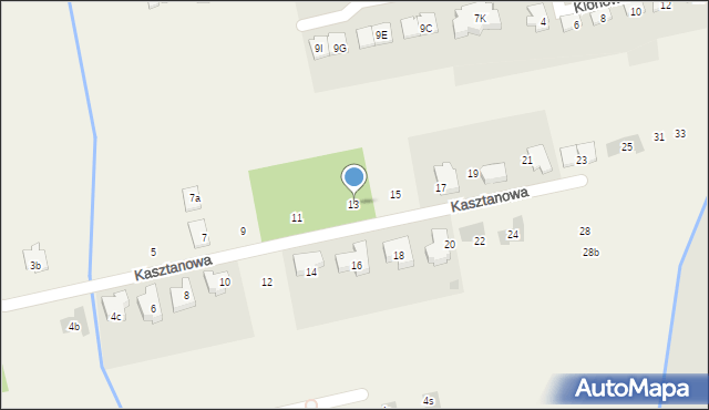 Michałów-Grabina, Kasztanowa, 13, mapa Michałów-Grabina