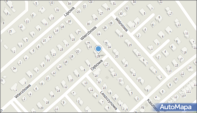 Międzyrzec Podlaski, Kasztanowa, 19, mapa Międzyrzec Podlaski