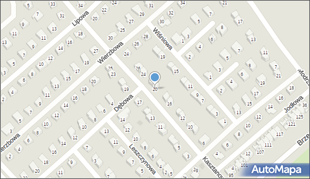 Międzyrzec Podlaski, Kasztanowa, 20, mapa Międzyrzec Podlaski