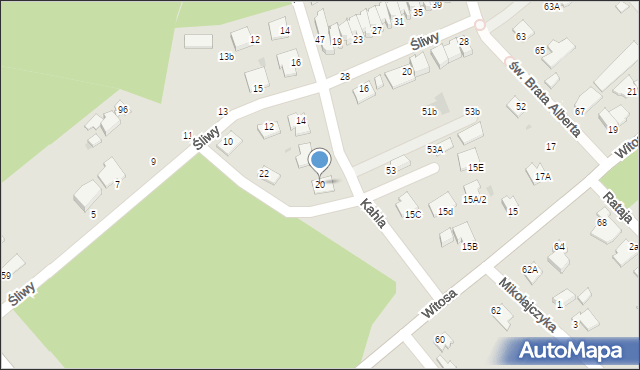 Mielec, Kahla, 20, mapa Mielca