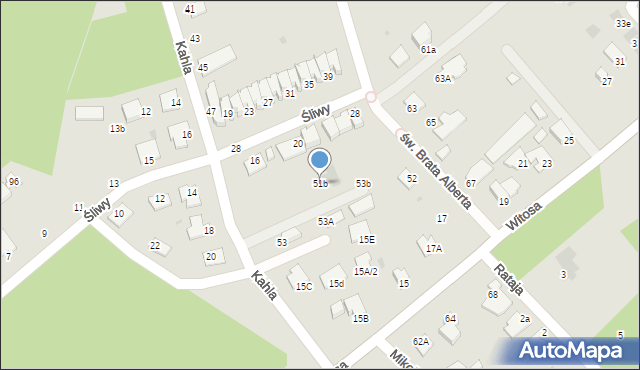 Mielec, Kahla, 51b, mapa Mielca