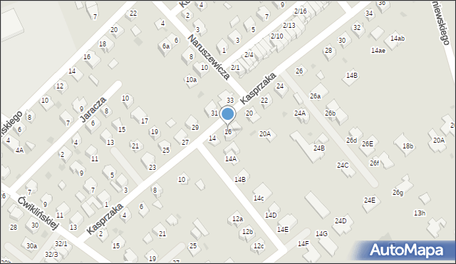 Mielec, Kasprzaka, 16, mapa Mielca