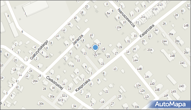Mielec, Kasprzaka, 21, mapa Mielca