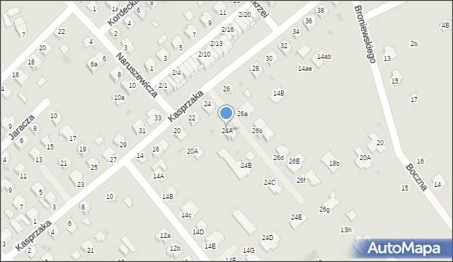 Mielec, Kasprzaka, 24A, mapa Mielca