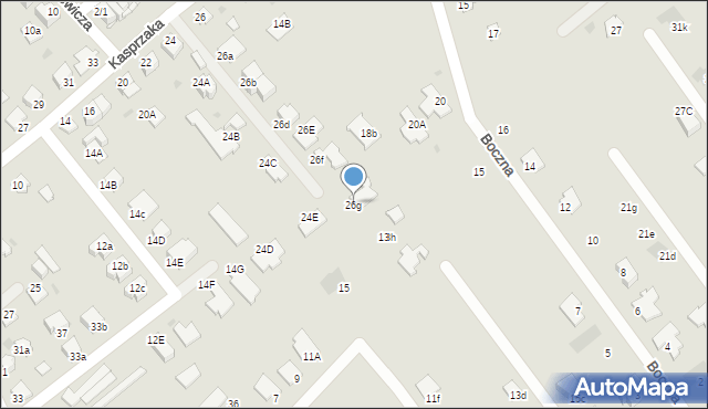 Mielec, Kasprzaka, 26g, mapa Mielca