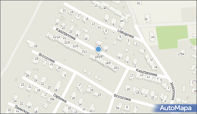 Mielec, Kasztanowa, 19/10, mapa Mielca