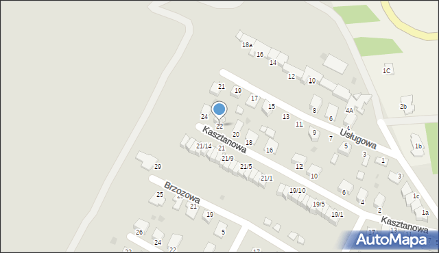 Mielec, Kasztanowa, 22, mapa Mielca