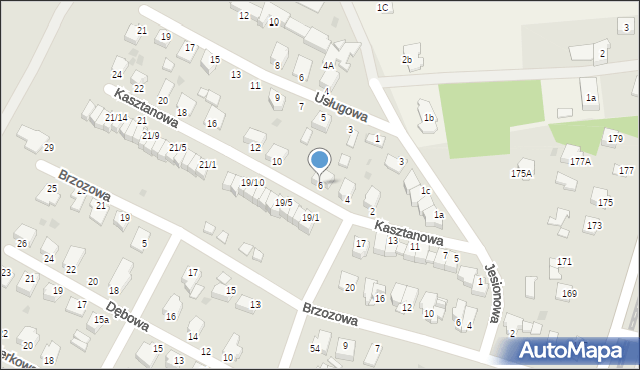 Mielec, Kasztanowa, 6, mapa Mielca