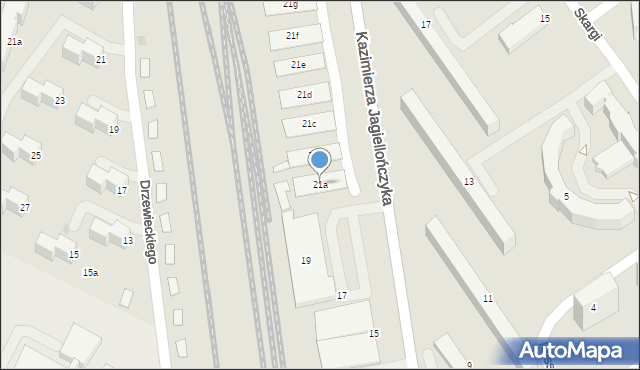 Mielec, Kazimierza Jagiellończyka, 21a, mapa Mielca