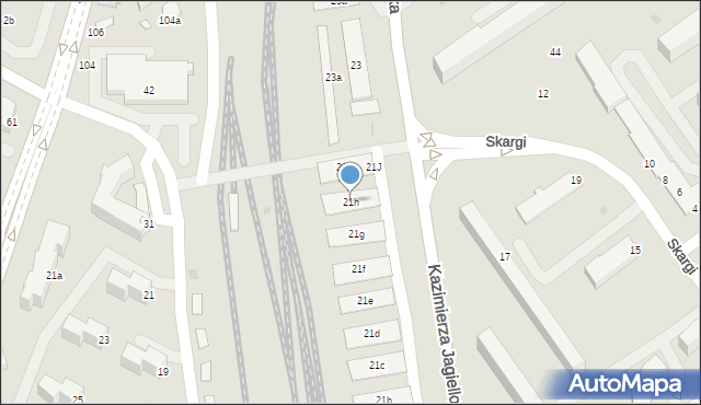 Mielec, Kazimierza Jagiellończyka, 21h, mapa Mielca