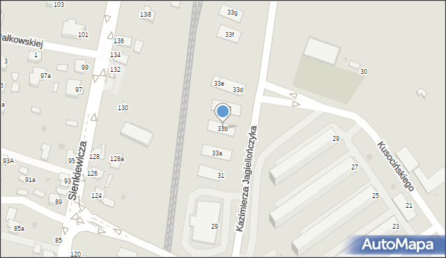 Mielec, Kazimierza Jagiellończyka, 33b, mapa Mielca