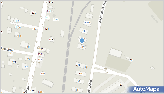 Mielec, Kazimierza Jagiellończyka, 33f, mapa Mielca