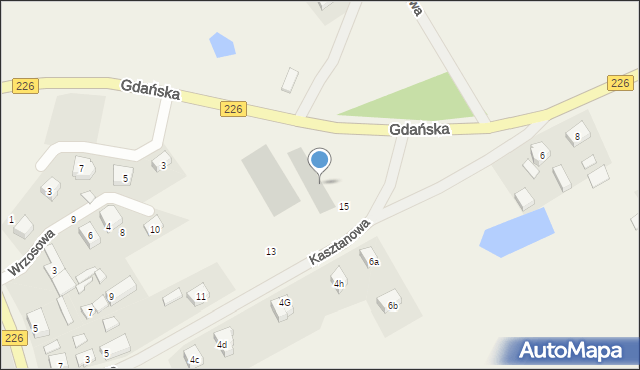 Mierzeszyn, Kasztanowa, 15, mapa Mierzeszyn