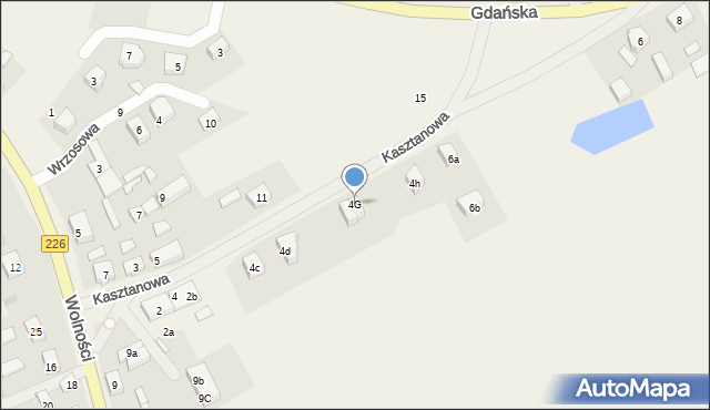 Mierzeszyn, Kasztanowa, 4G, mapa Mierzeszyn