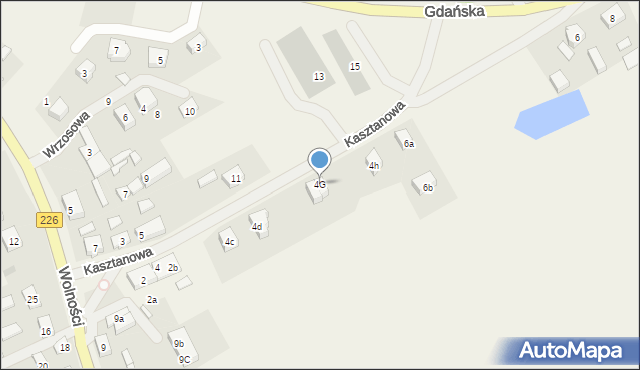 Mierzeszyn, Kasztanowa, 4G, mapa Mierzeszyn