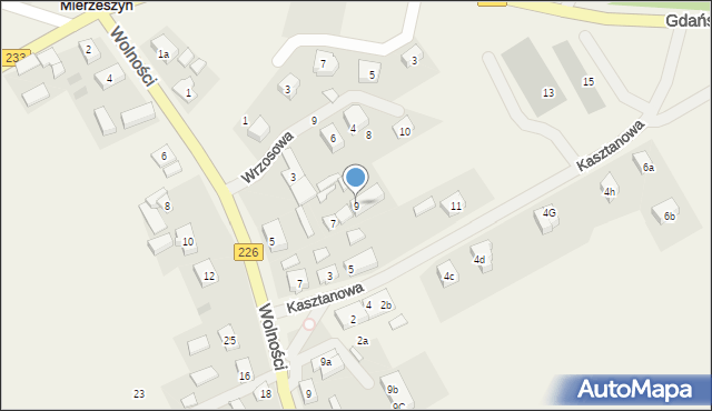 Mierzeszyn, Kasztanowa, 9, mapa Mierzeszyn