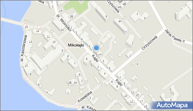 Mikołajki, Kajki Michała, 1, mapa Mikołajki