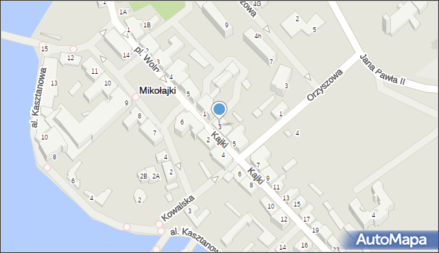 Mikołajki, Kajki Michała, 3, mapa Mikołajki