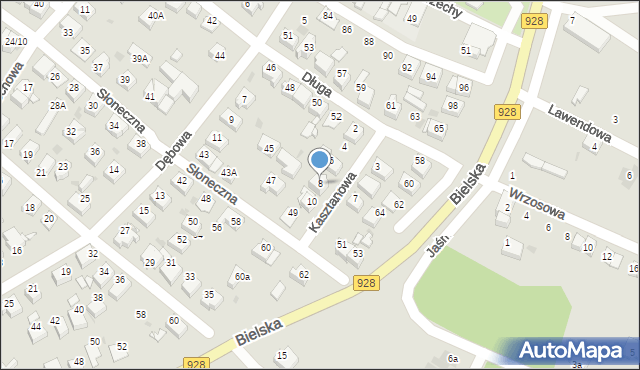 Mikołów, Kasztanowa, 8, mapa Mikołów