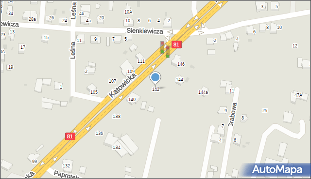 Mikołów, Katowicka, 142, mapa Mikołów