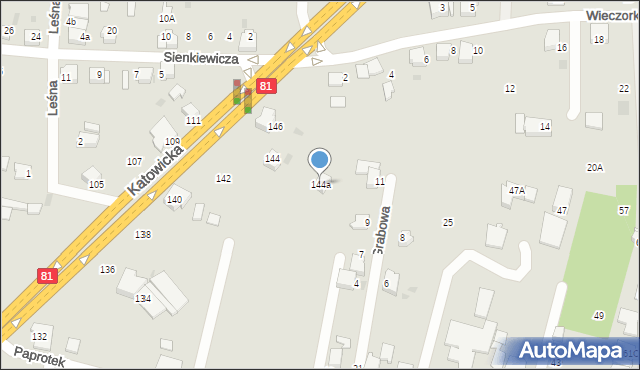 Mikołów, Katowicka, 144a, mapa Mikołów