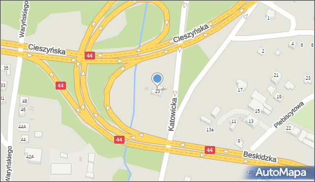 Mikołów, Katowicka, 23, mapa Mikołów