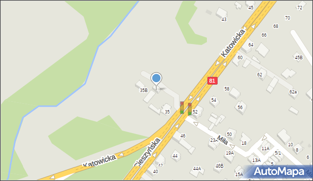 Mikołów, Katowicka, 35a, mapa Mikołów