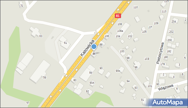 Mikołów, Katowicka, 86, mapa Mikołów