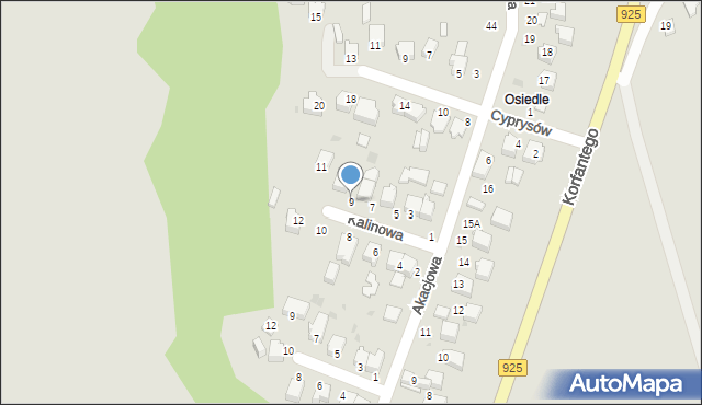 Mikołów, Kalinowa, 9, mapa Mikołów