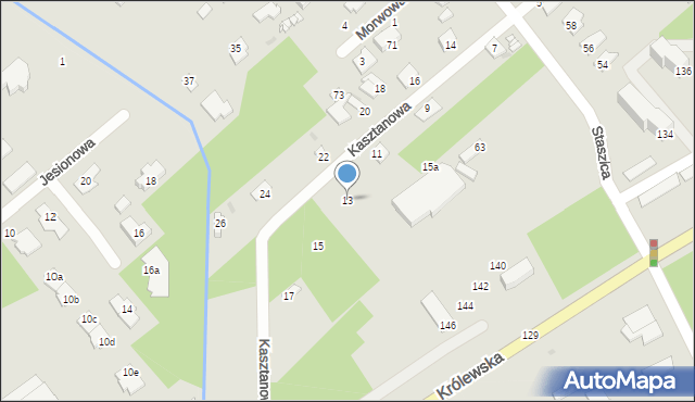 Milanówek, Kasztanowa, 13, mapa Milanówek
