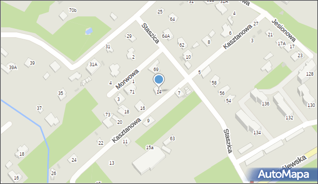 Milanówek, Kasztanowa, 14, mapa Milanówek