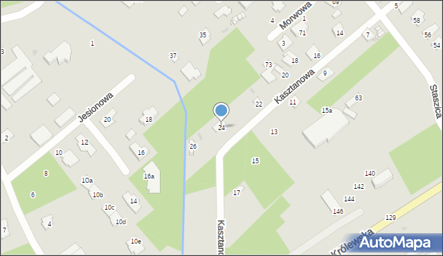 Milanówek, Kasztanowa, 24, mapa Milanówek